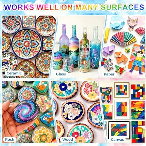 320 Colors Soft Brush Tip Acrylic Markers Set, Paint Pens for Rock, Wood, Fabric, Canvas, Glass, DIY Crafts, Waterproof Paint Markers, Vibrant Acrylic Pens for Artists and Art Projects