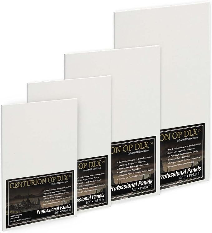 Centurion Deluxe Professional Oil Primed Linen Canvas Bundles - 48 Small Panels - Art Supplies for Oil & Alkyd Paintings, Professional Canvas Replacement, Acid