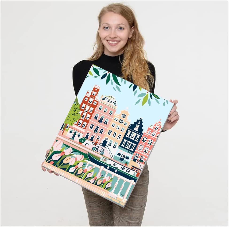 VIGEGU 4 Pack Paint by Numbers Kit for Adults Beginner with Frame