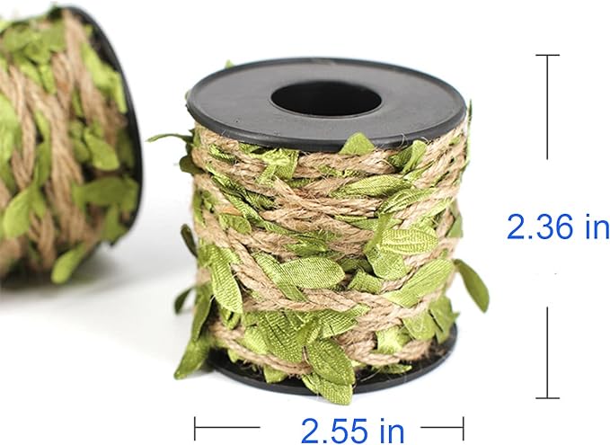 33 feet Natural Twine Light Green Leaf Jute 3ply 2MM Rope Hemp Burlap Ribbon String Heavy Duty Hanging Gardening Decoration or for Arts and Crafts