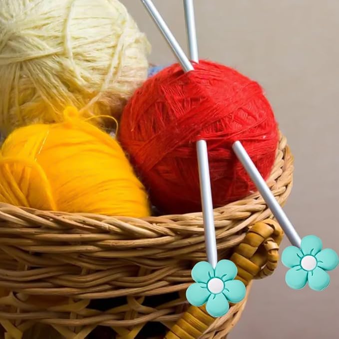 10 Pack Flower-Shaped Knitting Needle Point Protectors, Needle Stoppers, Multicolor, Knitting Accessories
