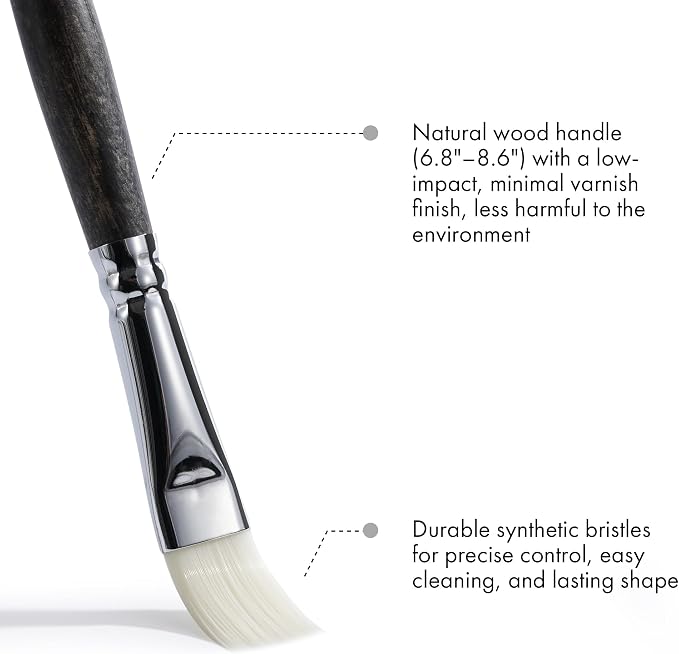 ARTIFY 24 Pieces Synthetic Hog Bristle Paint Brush Set – Expert Series Nylon Brushes for Acrylic, Oil Painting– No Shedding, Canvas Roll Case & Palette Knife, Artist Gifts Art Supplies