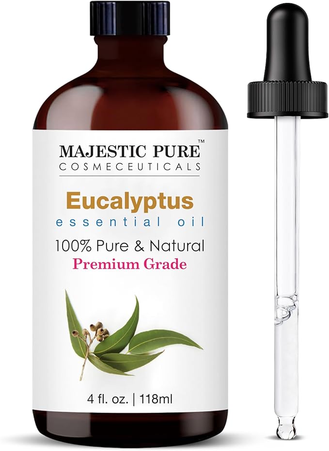 Majestic Pure Eucalyptus Essential Oil for Diffuser - 4 Fl Oz | 100% Pure and Natural Eucalyptus Oil for Aromatherapy, Humidifier, Air Freshener, Soap & Candle Making, Bath & Massage