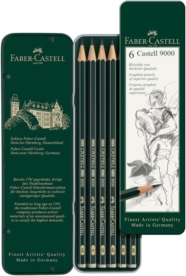 Faber-Castell - Castell 9000 Art Set Pencil (Pack of 6), Green