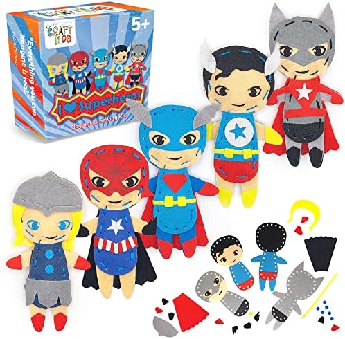 Superhero Sewing Kit for Little Kids - 5 Easy Felt Beginner Projects