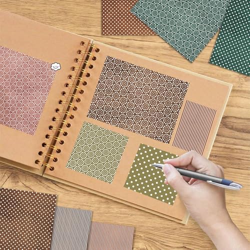 24 Sheets Brown Dot Scrapbook Paper 12x12 Inch 160gsm Double Side