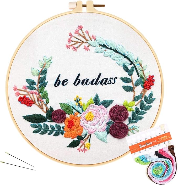 Louise Maelys Inspirational Flower Embroidery Kit for Beginners Handmade | Complete Set with Cross Stitch Kits for Adults to Explore DIY Crafts. Needlepoint Kit for Handmade Gifts