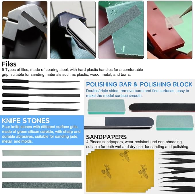 Bigstone 85 PCS Model Tools Kit Hobby Building Tool Craft Set Modeler Basic DIY Tools for Cars, Airplanes, Buildings, Robots Gundam Plastic Models Building Repairing and Fixing