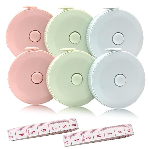 60IN Retractable Tape Measure*6+Soft Measuring Tape for Body Measurements*2 | 150mm Premium Sewing Tape Double Scale Vinyl Ruler for Weight Loss Medical Tailor Fabric Cloth Knitting Craft
