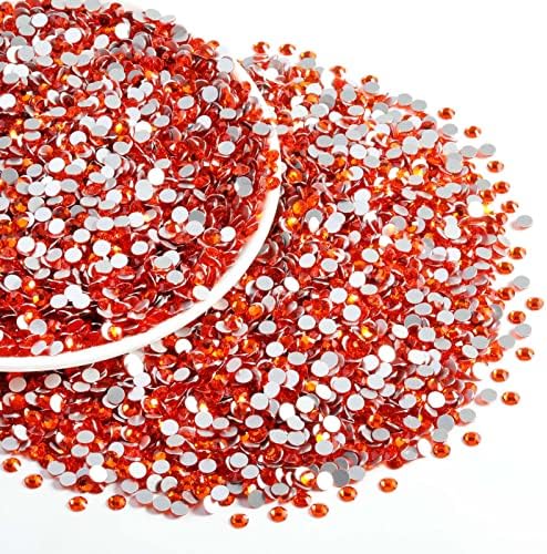 Beadsland Hotfix Rhinestones Bulk, 14400pcs Orange Hot Fix Rhinestones for Crafts Clothes DIY Decoration, Hyacinth/Orange, SS16, 3.8-4.0mm