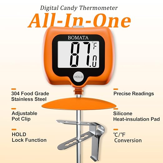 BOMATA Digital Candy Thermometer with Pot Clip, Deep Fry Oil Thermometer