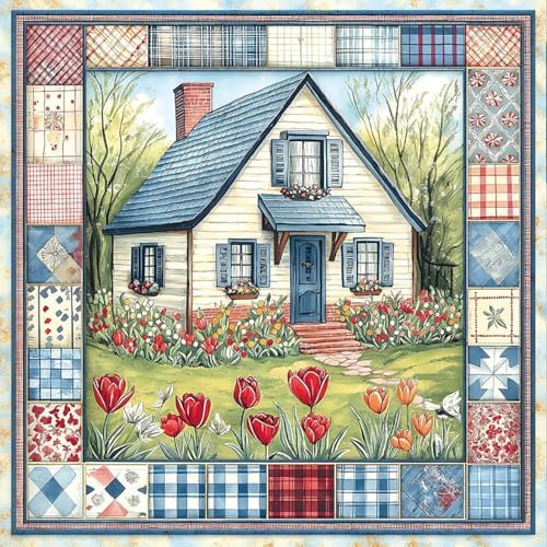 Cozy Country House Garden Diamond Art Kits for Adult Diamond Painting Kit