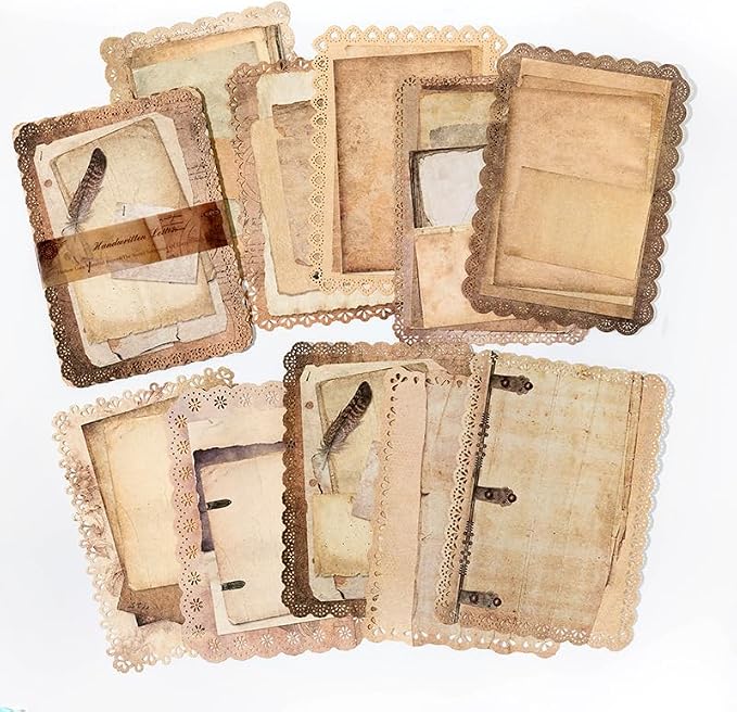Vintage Lace Edge Scrapbook Paper, 30 Sheets, 3 Pack | 4.9 x 6.9 in Decorative Background Paper | Vintage Ephemera | Junk Journal Supplies | Collage & Paper Crafts