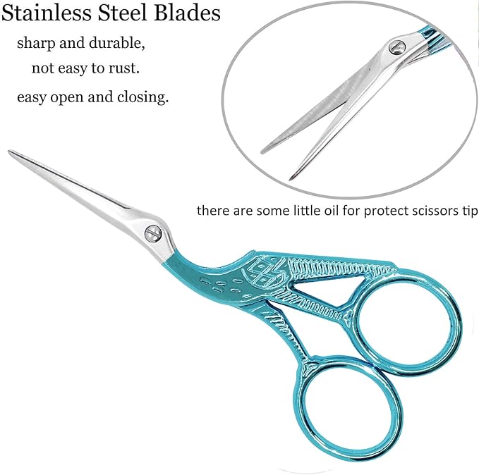 BIHRTC 4.5" Knitting Scissors, Stainless Steel with Leather Pouch for Craft | Small Craft Scissor Stainless Steel Sharp for Yarn and Thread,Knitting,Crochet, Embroidery,Sewing,Crafting,Needlework