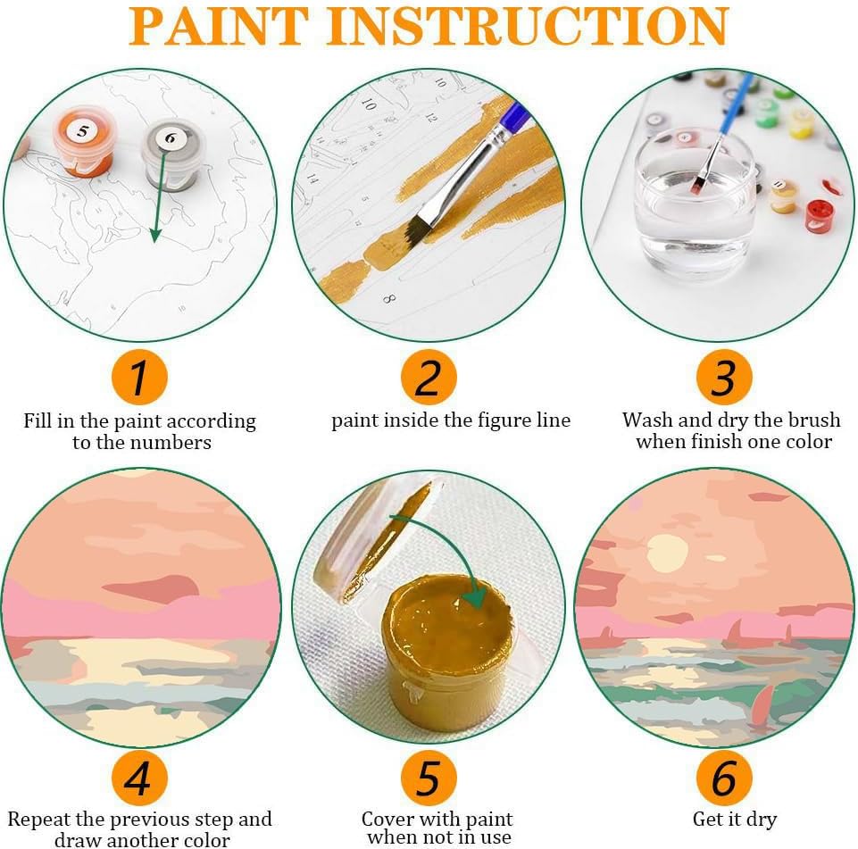 3 Pack Paint by Numbers for Adults with Framed Canvas - with Wooden Easel