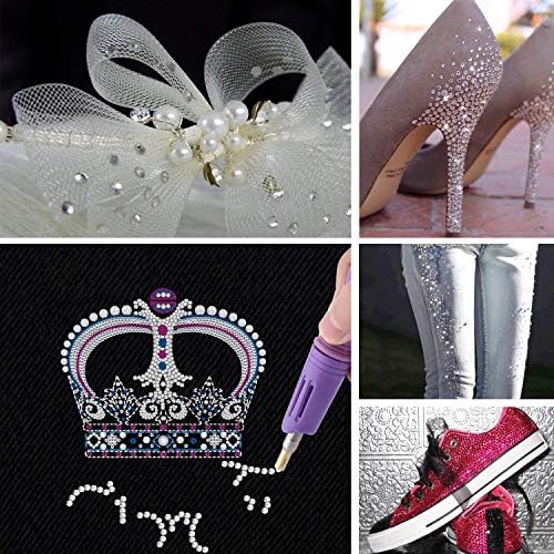 Epesl Bedazzler Kit with Rhinestones, Hot Fixed Gems Craft Applicator - Diamond Painting Pen, Wax Pencil, Tweezers, Tray, Cleaning Brush, Picker Rhinestones Crystals for DIY Clothes Shoes