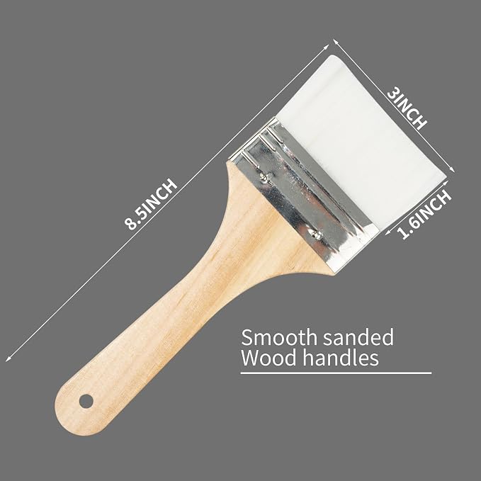Set of 3 Chip Paint Brushes with Synthetic Bristles for Priming Painting, Varnishing, Wood, Walls, Painting