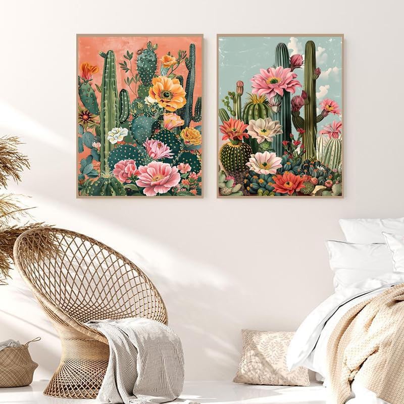 2 Pack Paint by Numbers Kit for Adults Framed Canvas, with Wooden Easel