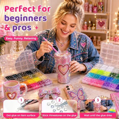 100,000Pcs 48 Colors Bedazzling Kit, 3mm Resin Jelly Flatback Rhinestones