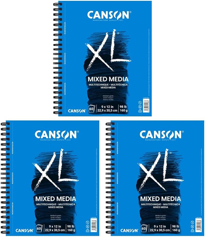 Canson XL Series Mixed Media Pad 9" x 12", 60 Sheets/Pad, Pack of 3