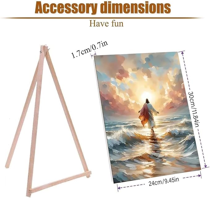 Jesus Paint by Numbers Kit for Adults Framed Canvas, with Wooden Easel