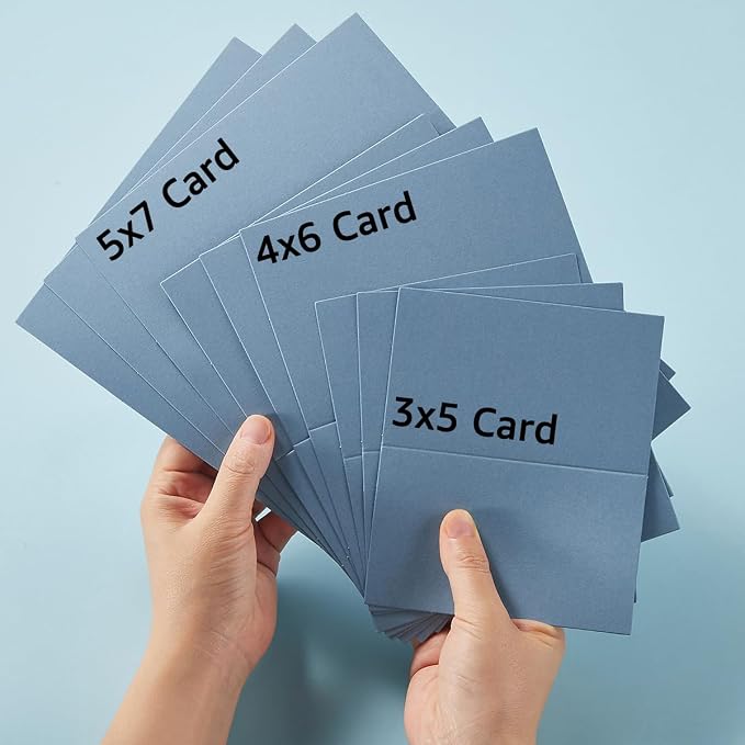 50 Pack Blank Folded Cardstock Cards, Dusty Blue, 5x7