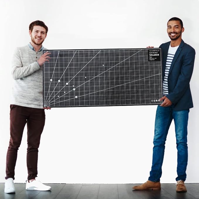 NEWBRAUG 23'' × 47'' Large Self Healing Cutting Double Sided 5-Ply Mat, Big Cutting Board for Rotary Cutting, Quilting, Sewing, Craft, Fabric & Scrapbooking(Gray/Black)