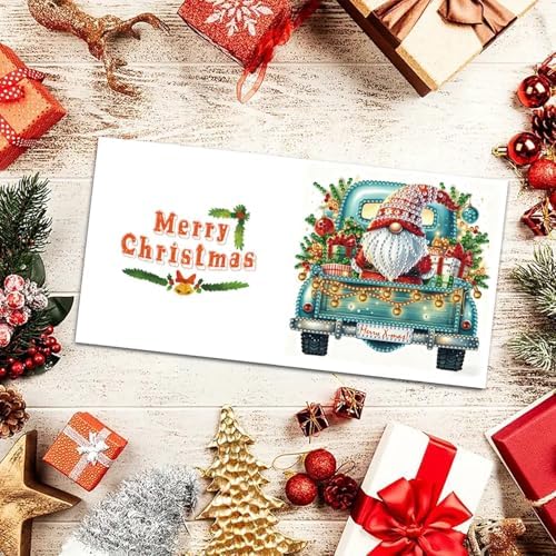 6Pcs Christmas Greeting Card DIY Diamond Art Painting Greeting Cards Blessing Folding Card Kit with White Envelopes Diamond Arts Crafts for Birthday Festival Gift-Goblin03