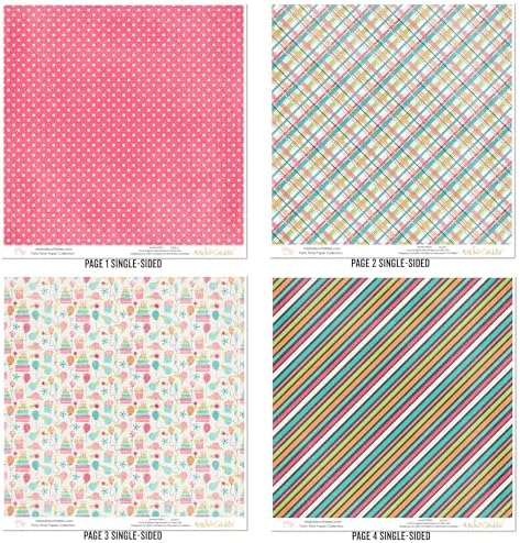 Die Cuts & Paper Set - Party Time - By Miss Kate Cuttables - 16 Sheets of 12"x12" Premium Specialty Paper & OVER 60 Coordinating Die Cuts - Exclusive Original Matching SET