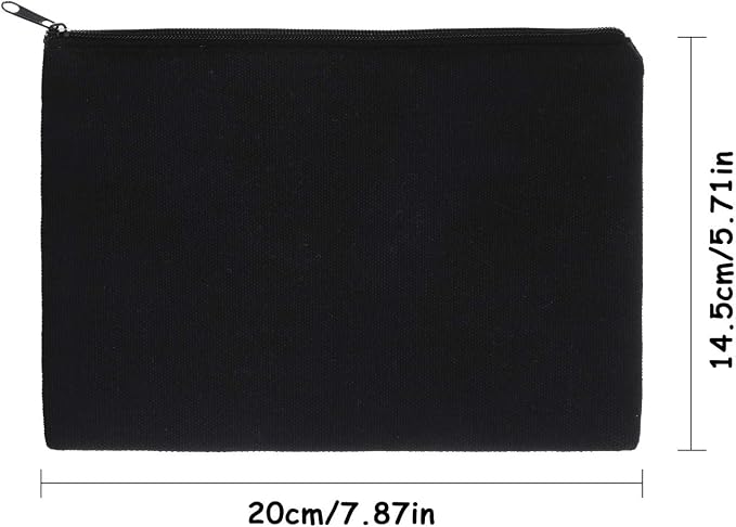 meekoo 16 Pcs Blank Canvas Zipper Pouch Makeup Bag,M;Beige and Black
