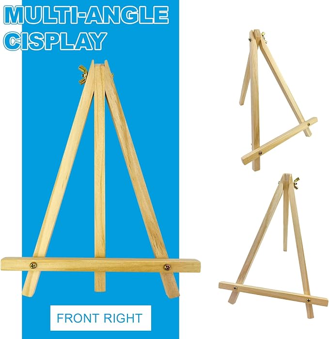 24 Pack 9 Inch Wood Easels, Tripod, Table Top Easels for Painting, Art Craft Painting Easel, Kids Student Tabletop Easels for Painting, Photos Mini Display Tripod