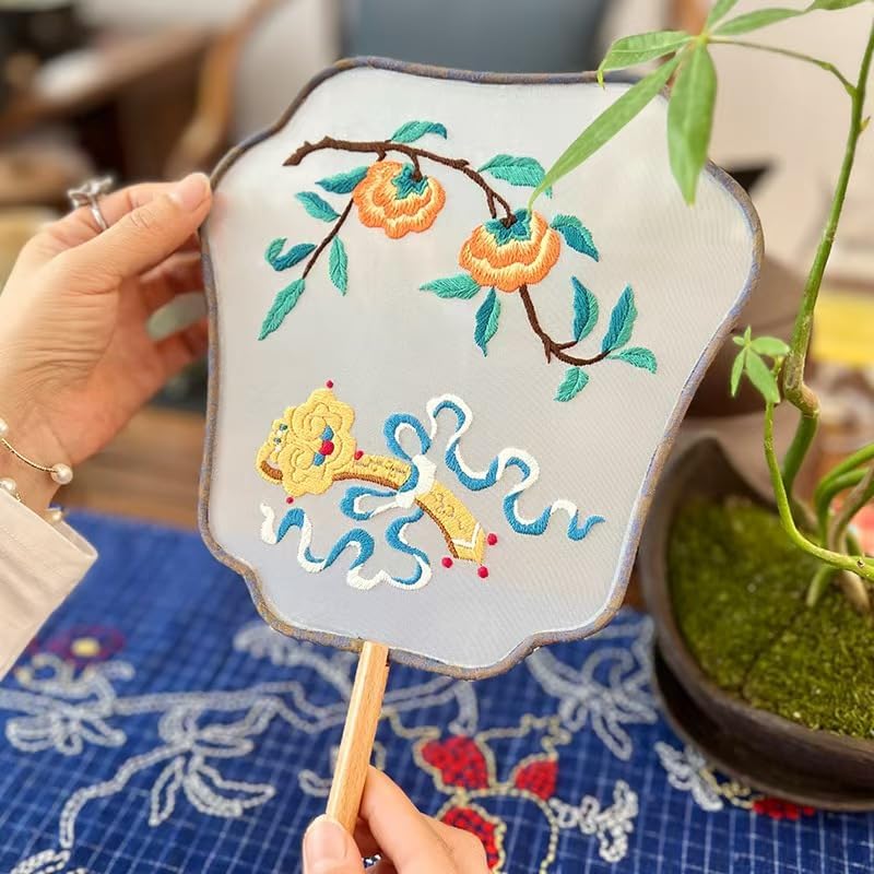 QIZUOLIFE Chinese Embroidery Fan Kit for Beginners