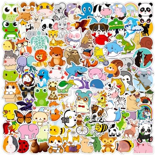 Cute Animal Stickers for Kids, 100 Pcs Zoo Animal Stickers for Water Bottle, Vinyl Waterproof Farm Zoo Sticker for Water Bottle Laptop for Kids Teens