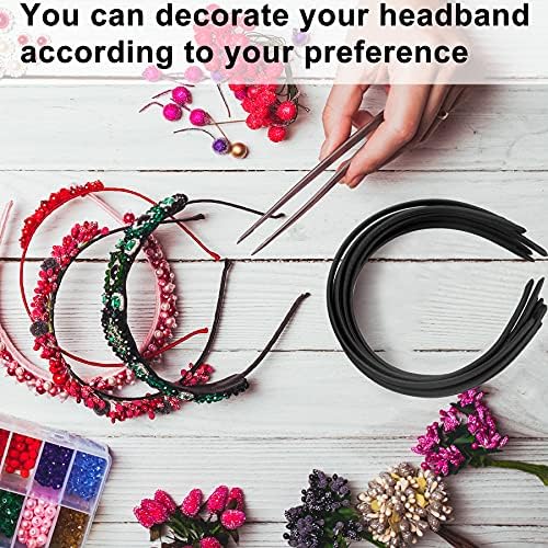 Duufin Black Headbands for Girls Crafts DIY 30 Pcs Plain Satin Headbands