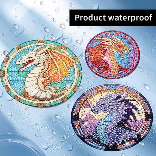 8 Pcs Diamond Art Coasters Kit for Adult with Holder, Diamond Coaster 4x4in
