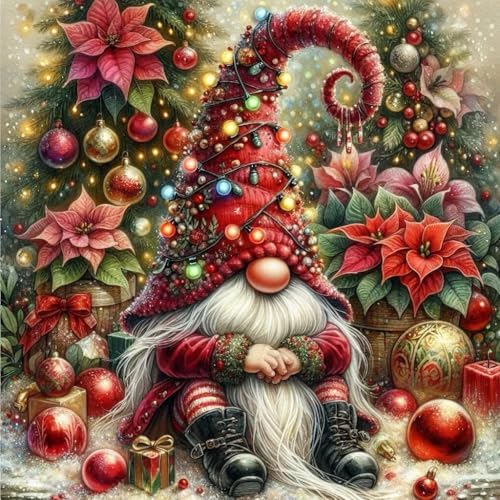 WNPOKN Christmas Gnome Diamond Art Kits for Adults 14 x 14inch