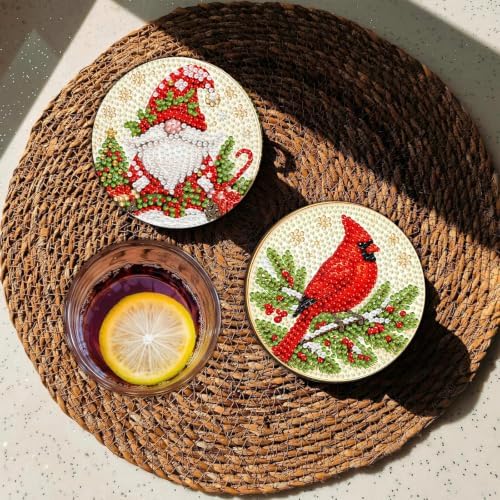 8 Pcs Christmas Diamond Art Coasters Kits, Diamond Painting Coasters