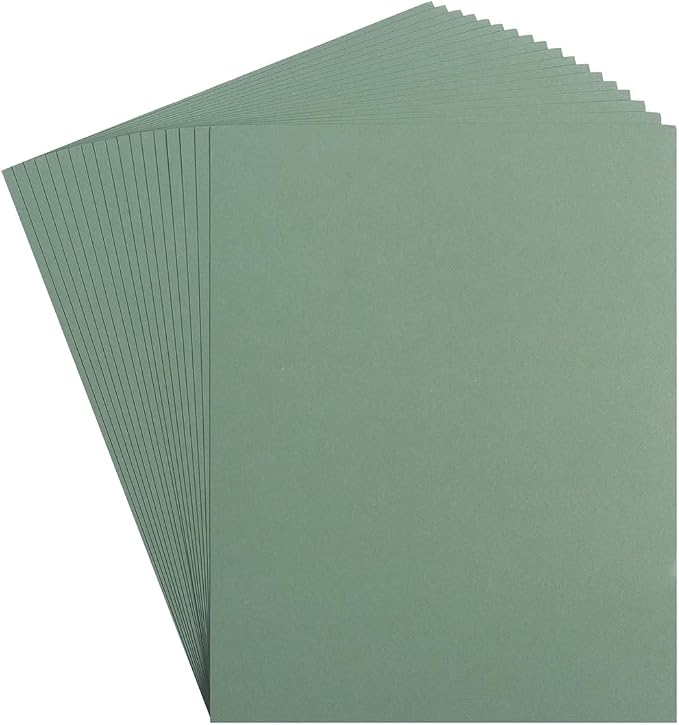 20 Sheets Blank Sage Green Thick Paper Cardstock, 8.5x11 inches