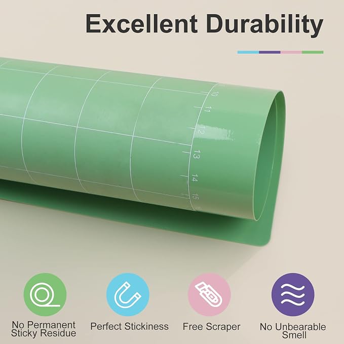 HTVRONT Cutting Mats 12"x12", 5 Pcs, Compatible with Cricut Maker/Explore | Standard Light Strong Fabric 4 Sticky Mats & Accessories, Compatible with Maker 4/3, Explore 5/4/3, Air 2/One, Vinyl Crafts
