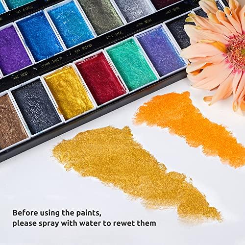 Paul Rubens Watercolor Paint Set, 36 Classical Glittery Colors Solid Paints