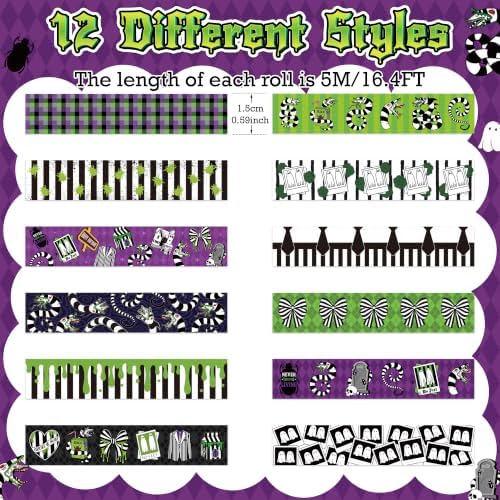 Halloween Beetle Washi Tape - 12 Rolls Horror Decorative Tape