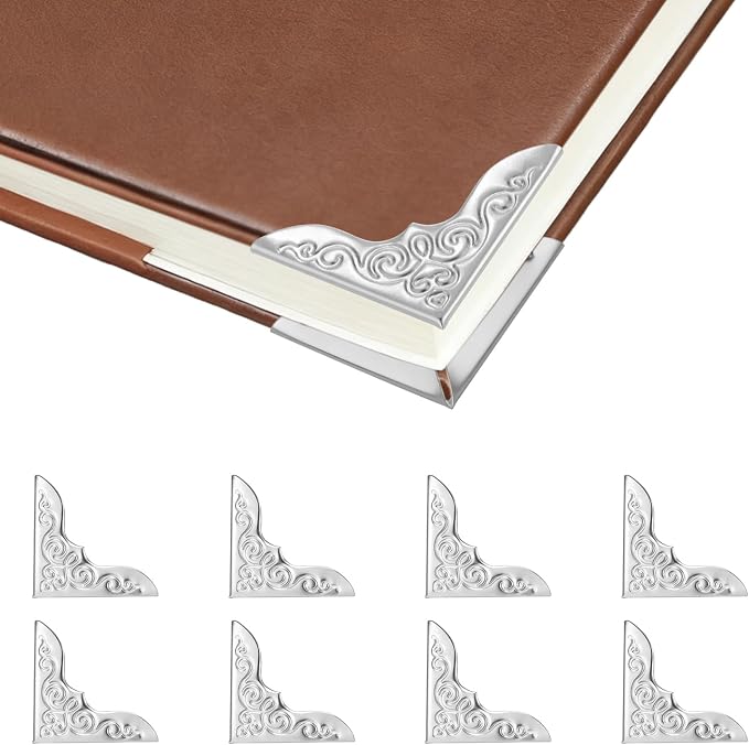 100pcs Metal Book Corner Protectors,Silver Decorative Scrapbooking Photo Mounting Corners, Paperbacks Book Edge Protectors Picture Frame Crafting DIY Crafts, Journal Album Edge Guards