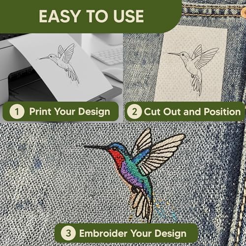 HBI Sticky Wash Away Printable Stabilizer Sheets, 8.5 x 11 in, 12 Pack
