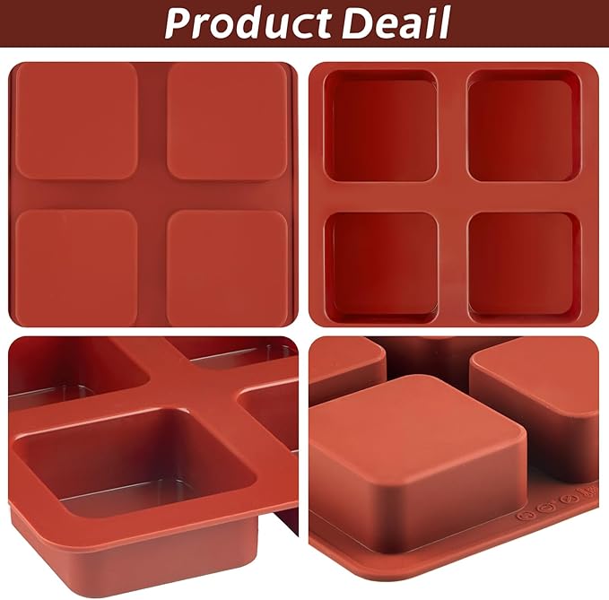 JOERSH Square Cake Silicone Molds, 3 Pack, 2.6" x 2.6" x 1.1"