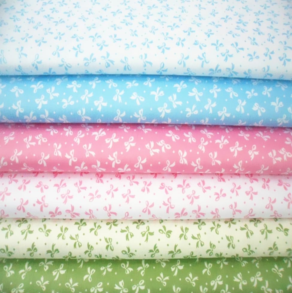Cotton Fabric DIY Making Supplies Quilting Patchwork Fabric Fat Quarter Bundles DIY for Quilting Cotton Patchwork Cushions (6pcs Bow, 20" x 20")