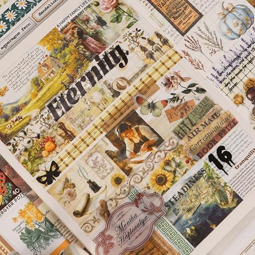 Vintage Washi Tape Set - 24 Rolls Arts Adhesive Tapes Assorted Retro Decorative Masking Tape Sets for Craft, Kids, Scrapbook, DIY, Gift Wrapping (6-Timeless Notes)