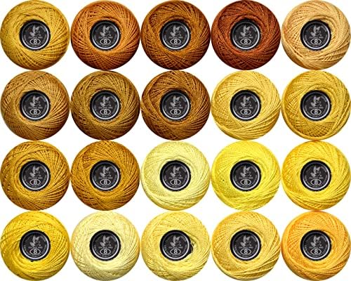 Soft 20 Colors Classic Crochet Thread 20 Pack,100% Cotton (Dark Topaz-728-725)