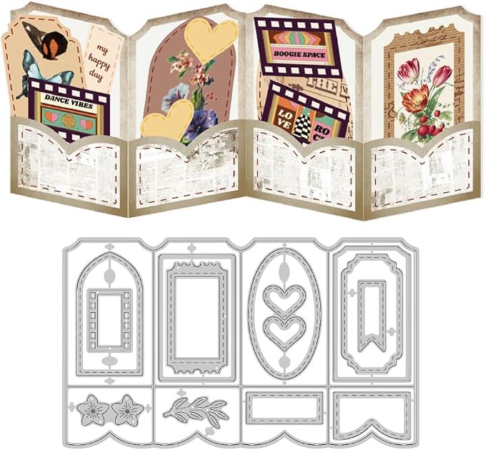 Folding Greeting Card Cutting Dies Card Making Die Cut Label Carbon Steel Die Cuts Stencils Blessing Card Scrapbooking Embossing Template Dies for Birthday Mother's Day Craft Album Decor