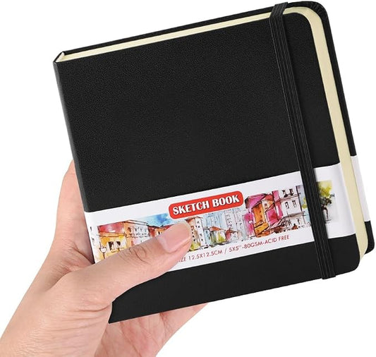 5x5 Pocket Sketch Book,80gsm Hardcover Art Sketchbook for Drawing Journal