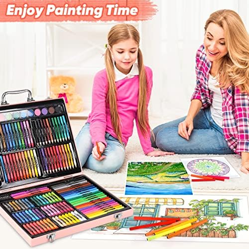 Soucolor 183 Art Set Drawing Painting Kit,Crayons Pastels Markers,Kids Gift